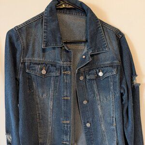 Eytino Distressed Denim Jacket Blue Medium New